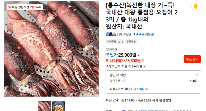 대왕 통찜용 오징어
