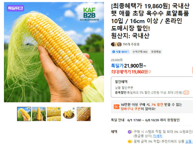 애플 초당 옥수수 10입