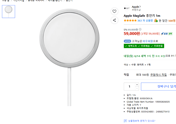 Apple MagSafe 충전기 1m