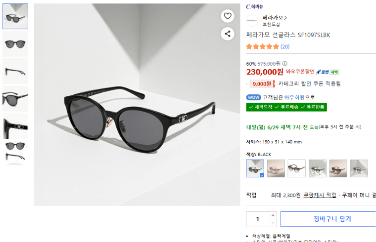 Ferragamo SF1097SLBK 선글라스