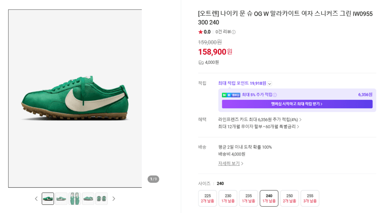 나이키 문 슈 OG 그린