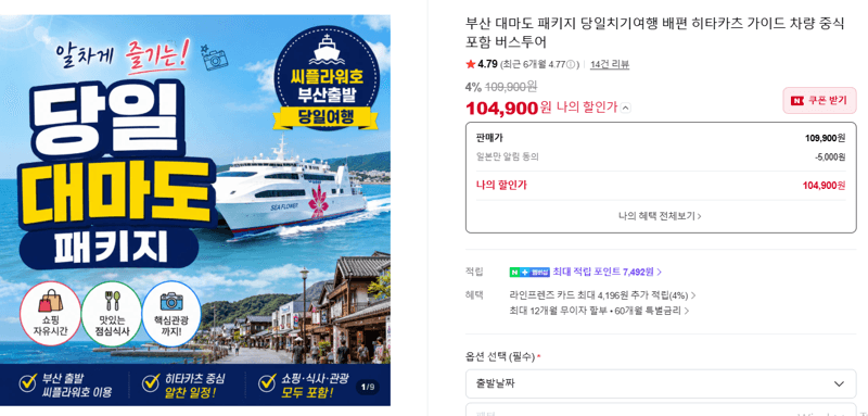부산 대마도 당일치기 패키지