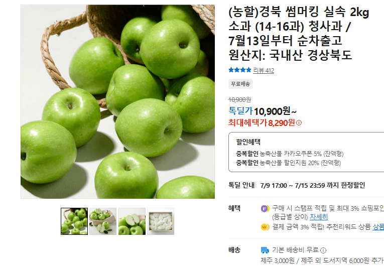 경북 썸머킹 청사과 2kg
