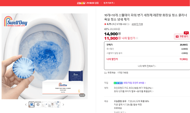스웰데이 파워 변기 세정제