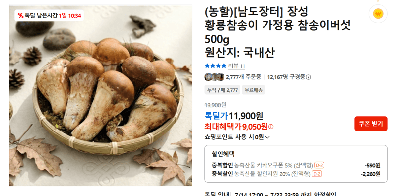 황룡참송이 가정용 참송이버섯
