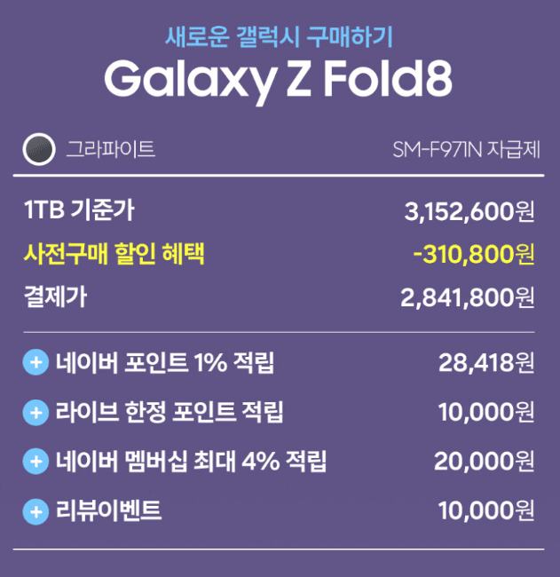 갤럭시 Z폴드8 1TB