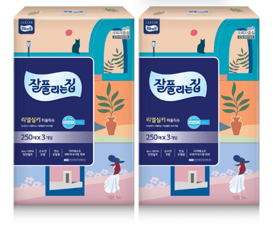 잘풀리는집 리얼실키 미용티슈 250매