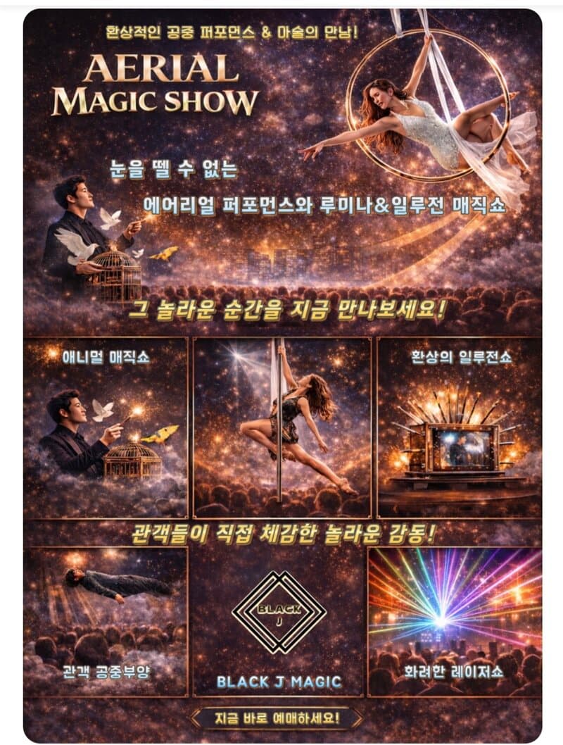 에어리얼 매직쇼 마술공연 50%