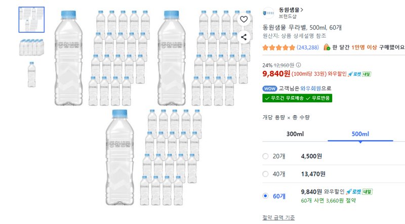 Dongwon Saemmul No-Label 500ml 60-pack