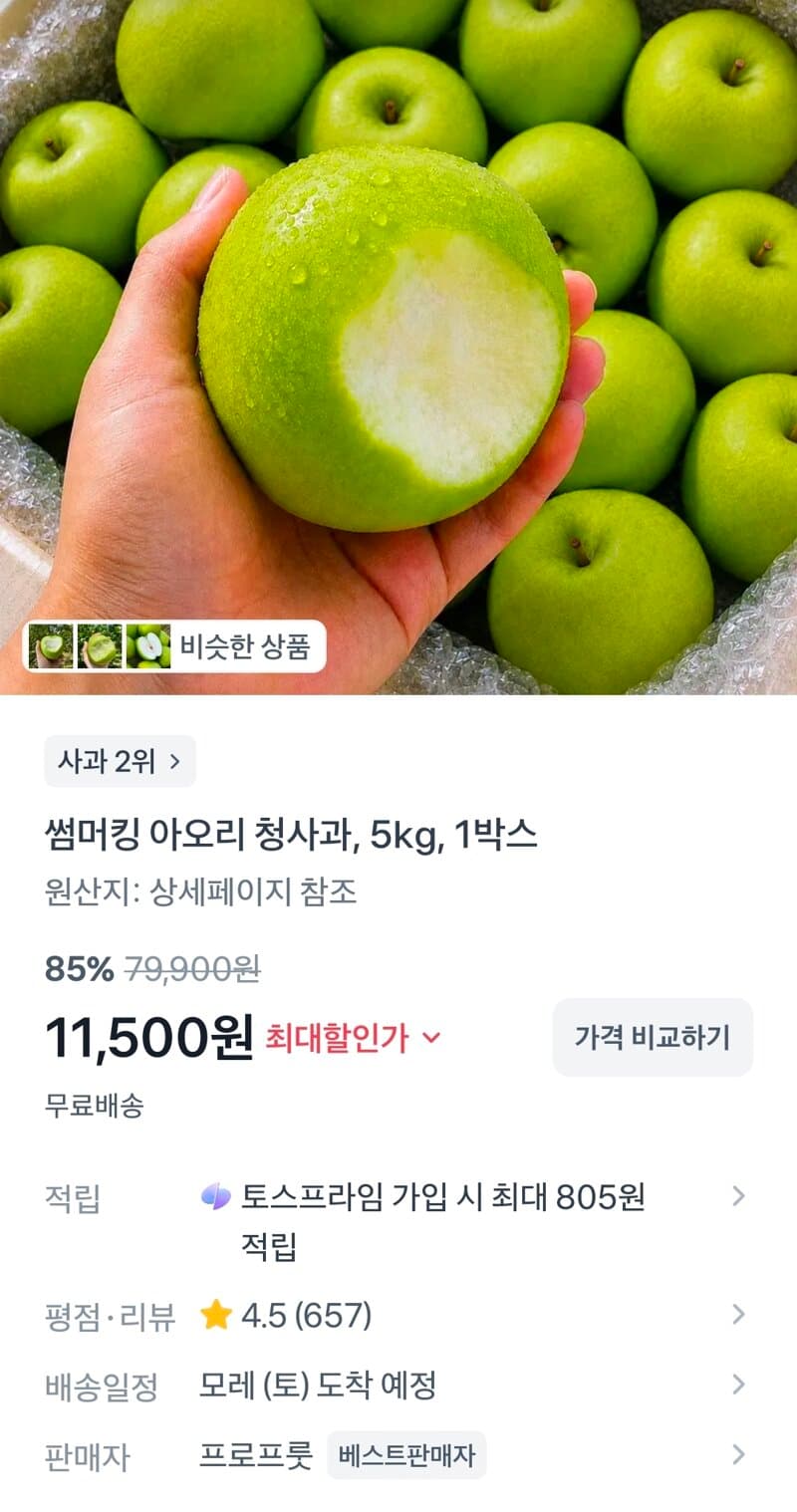 썸머킹 아오리 청사과 5kg