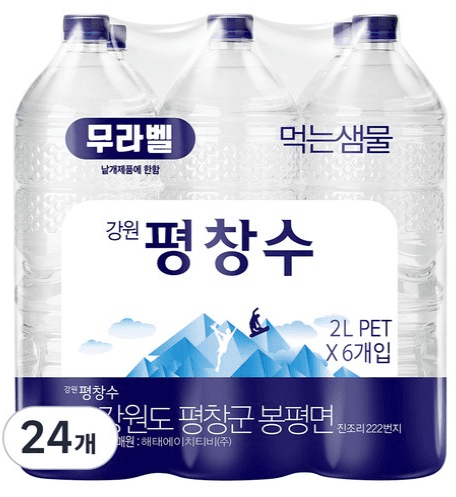 Pyeongchangsoo No-Label Water 2L 24-pack