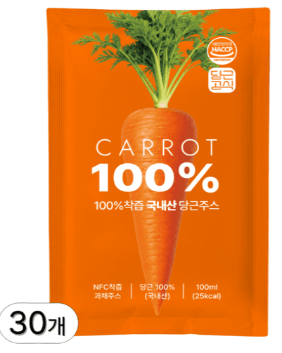 100% 착즙 국내산 당근주스 30개