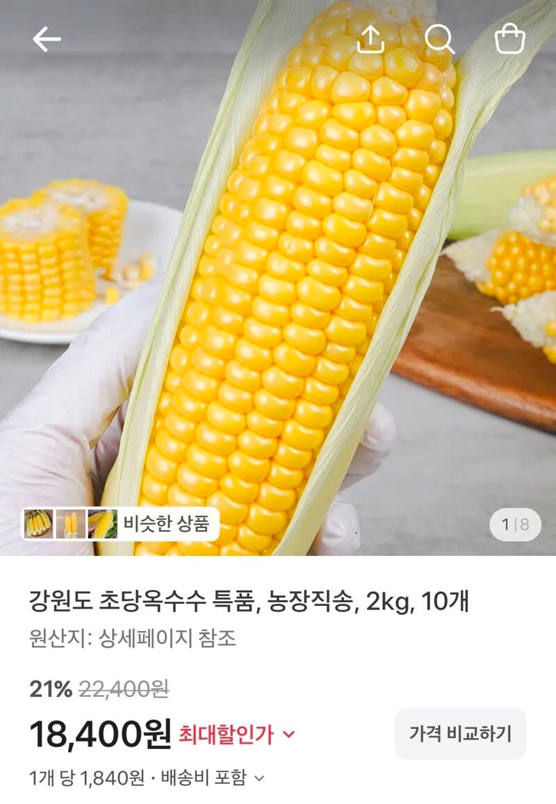 강원도 초당옥수수 2kg 10개