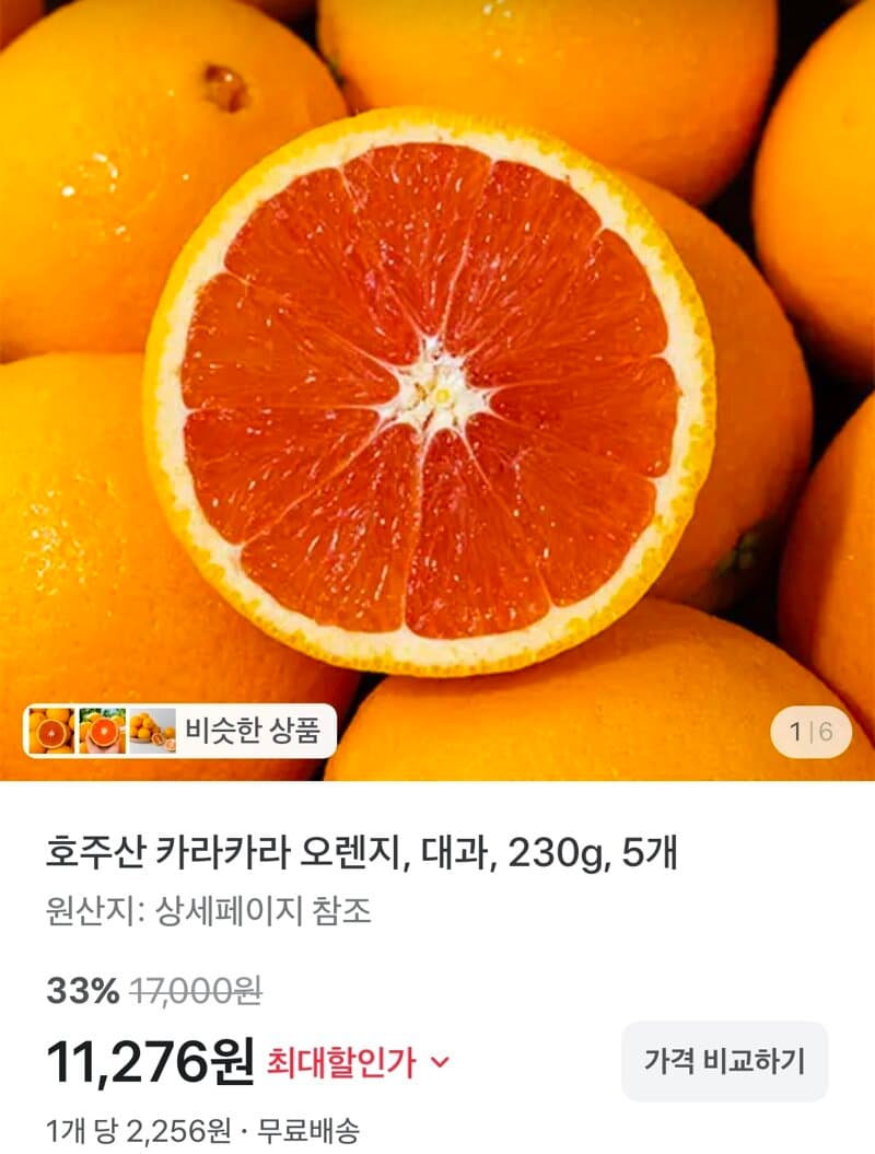 카라카라 오렌지 230g 5개