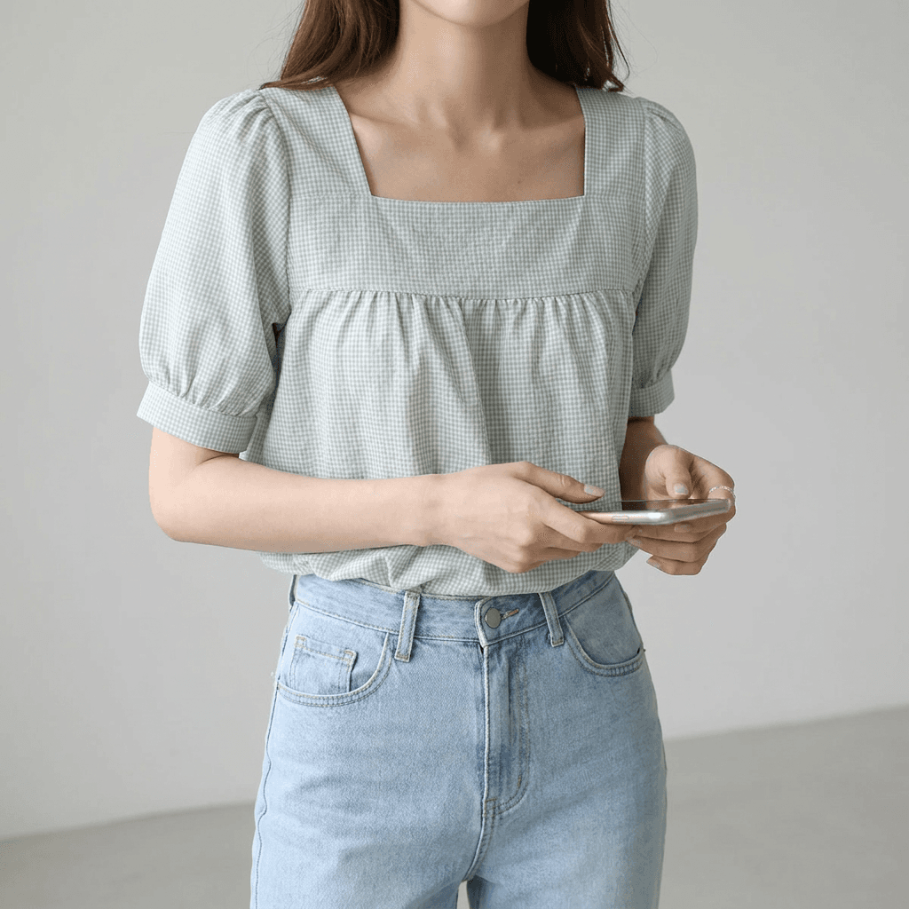 쉬블림로브 체크 블라우스