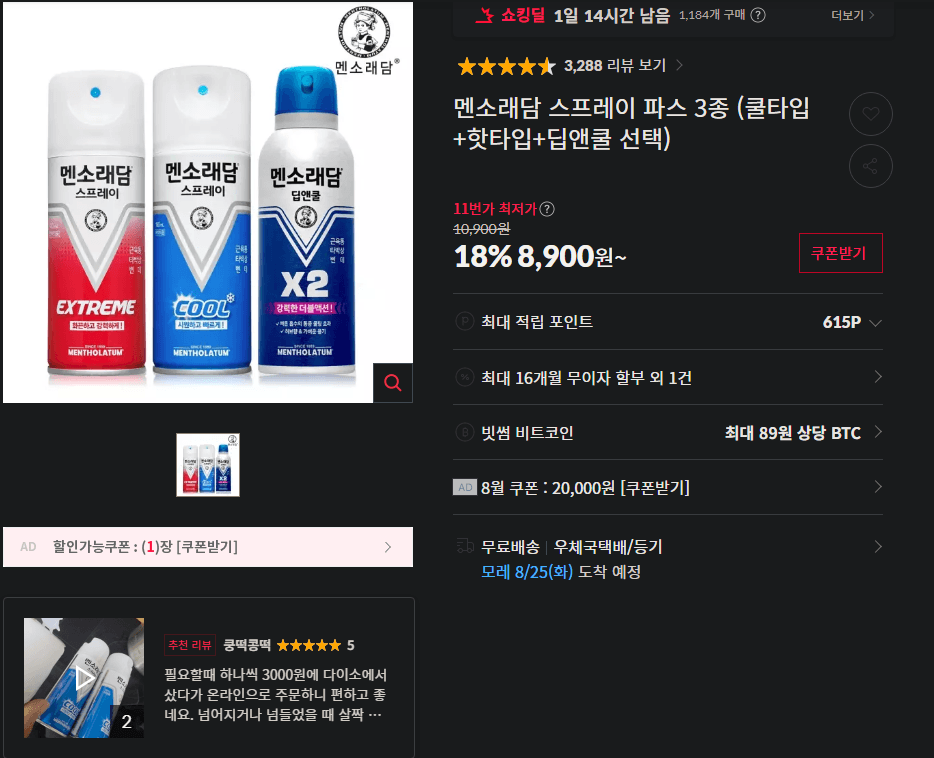 멘소래담 스프레이 파스