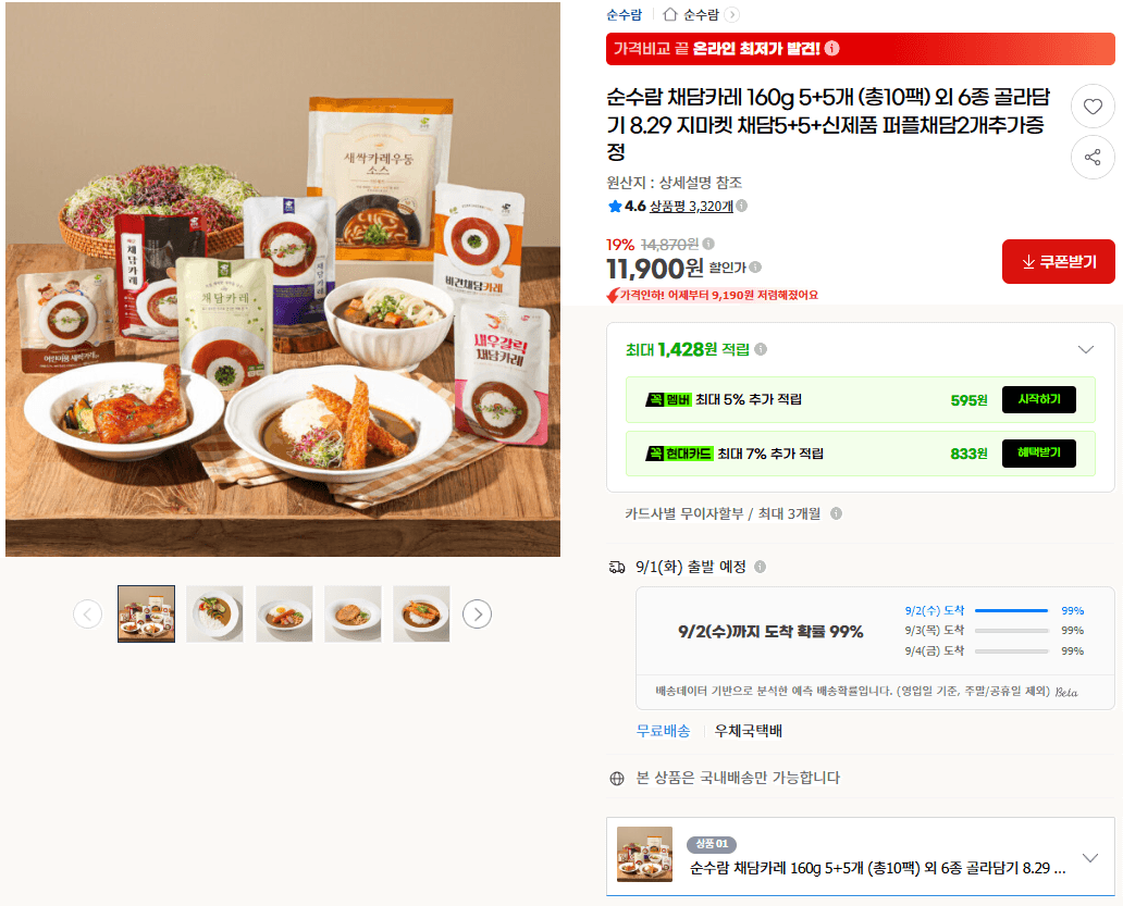 순수람 채담카레 160g 10팩