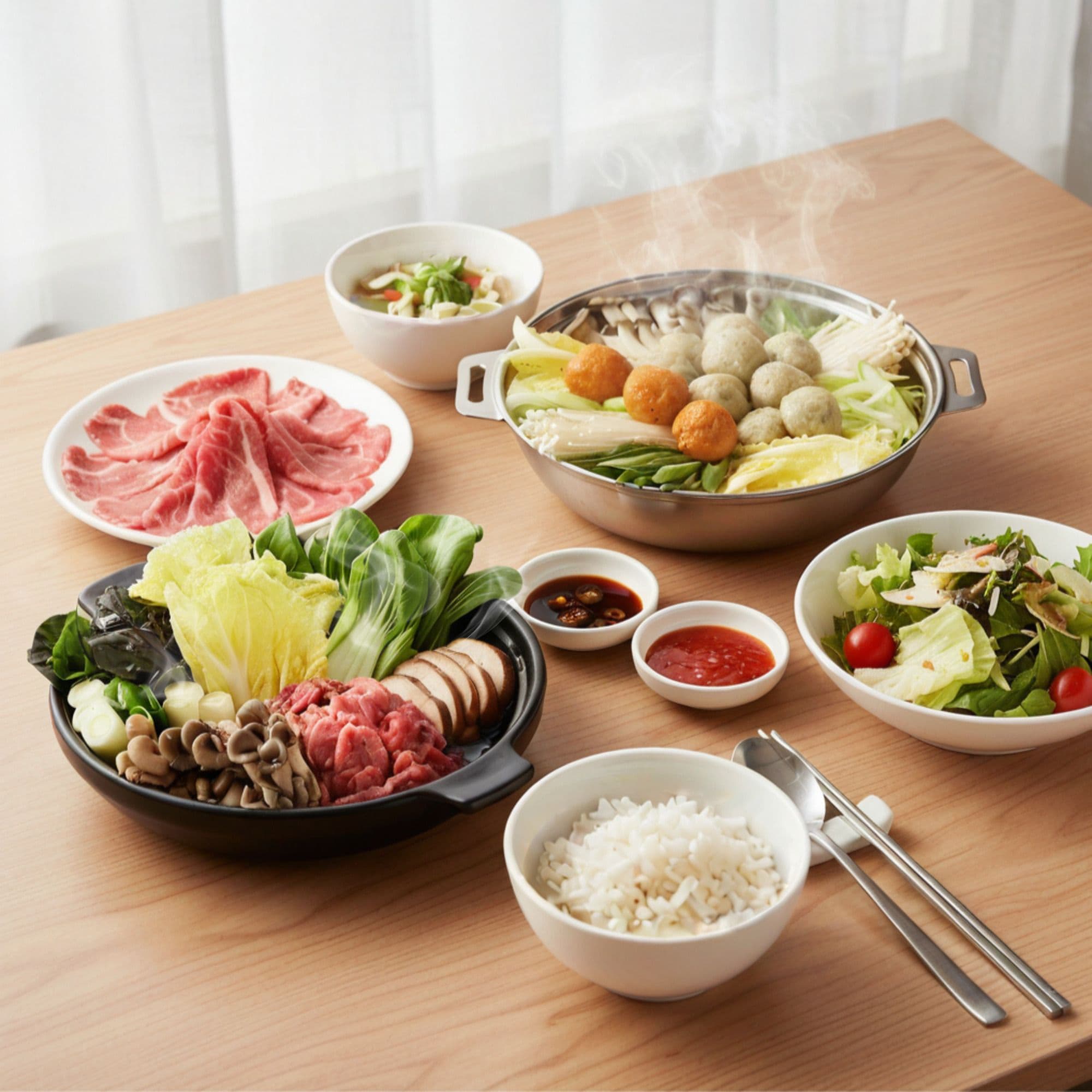 채선당 샤브샤브+만두전골 세트