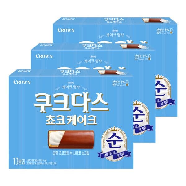 크라운 쿠크다스 쵸코케이크 3개