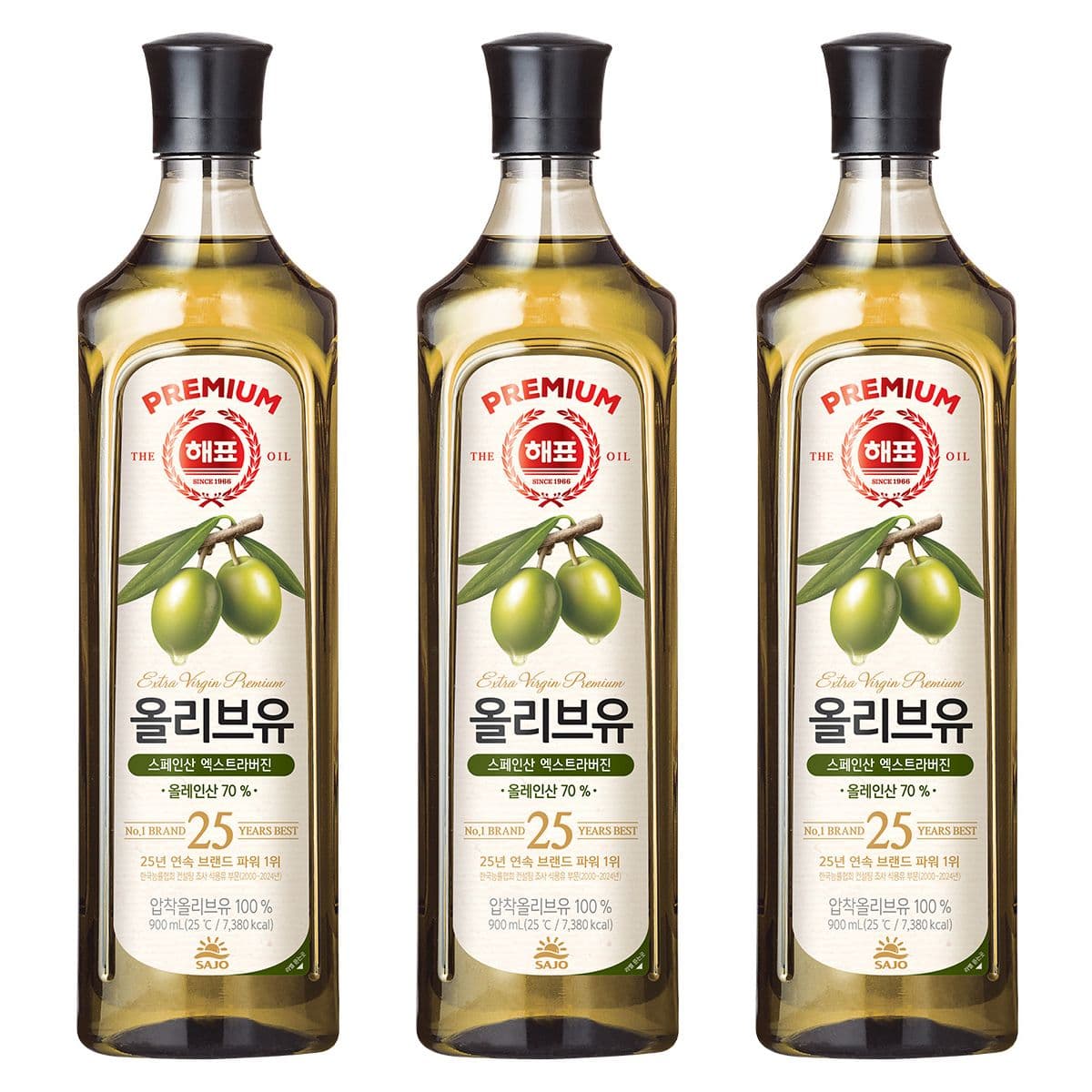 해표 엑스트라버진 올리브유 900ml 3개