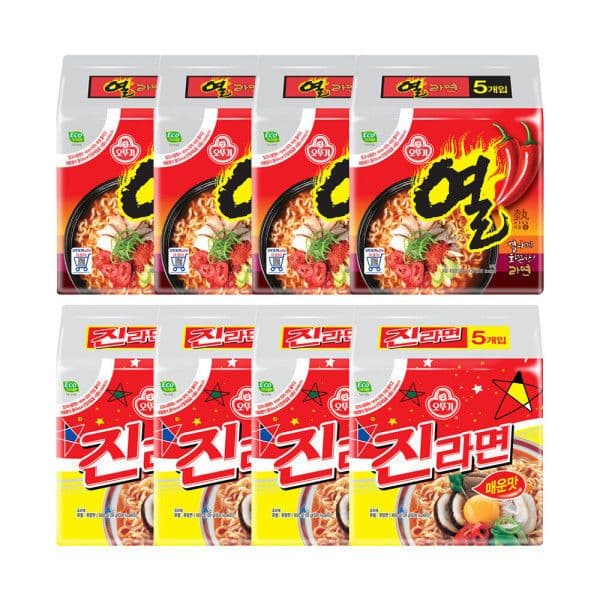 오뚜기 진라면 매운맛+열라면 120g 20개