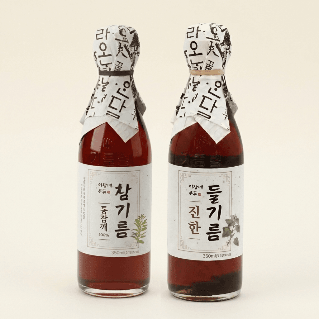 이장네푸드 참기름+들기름 350ml 2병 세트