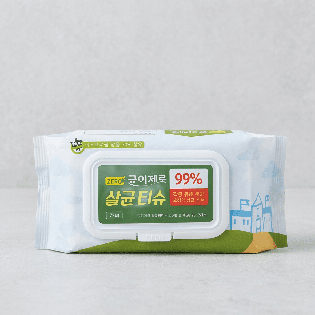 균이제로 살균 손소독티슈 75매 5팩