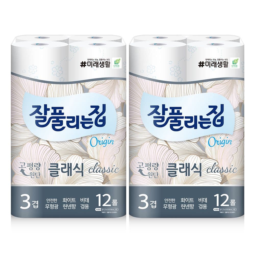 잘풀ира집 클래식 화장지 3겹 27m 24롤