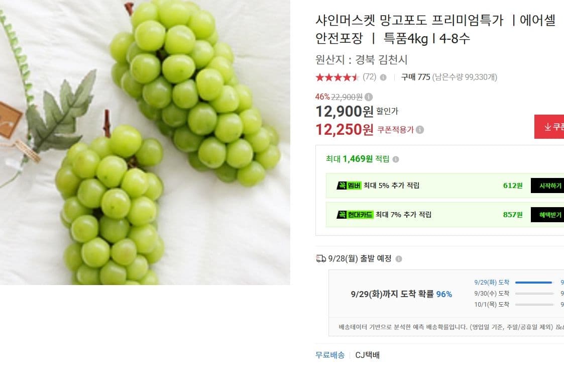 샤인머스켓 특품 4kg