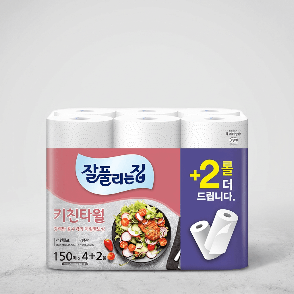 잘풀리는집 천연펄프 키친타올 6롤 6팩