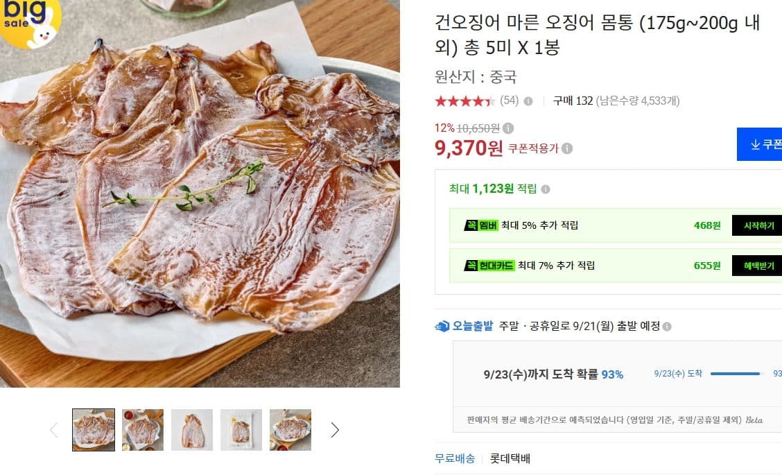 건오징어 마른오징어 몸통 총5미