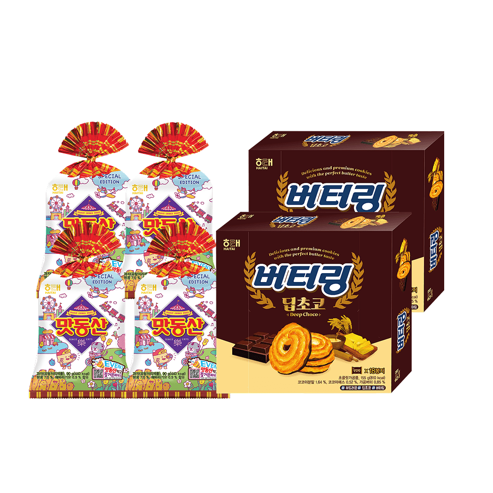 해태 맛동산 4개+버터링 딥초코 2개