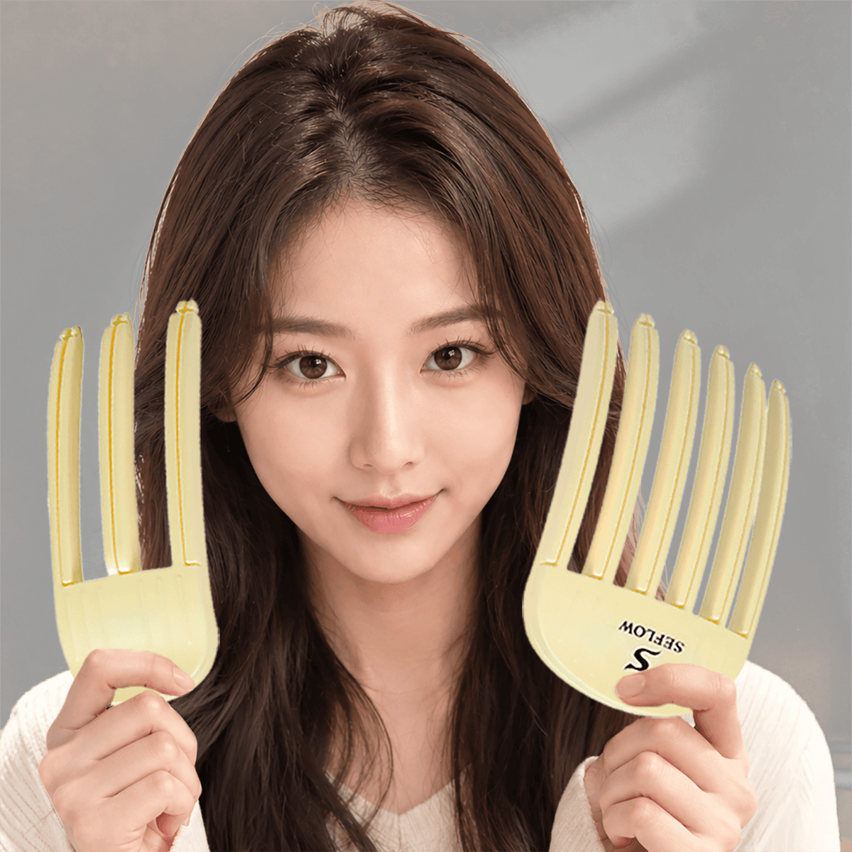 세플로 뿌리볼륨집게 베이지 6날+3날