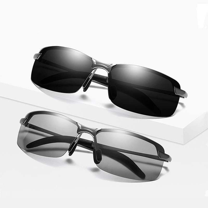 Color-Changing Polarized Sunglasses Metal Frame Black
