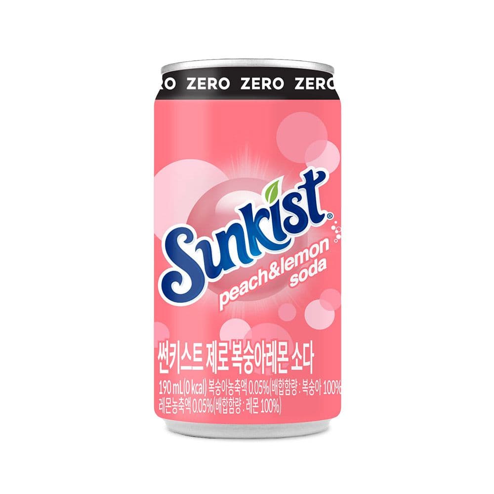 썬키스트 제로 복숭아레몬소다 190ml 30개
