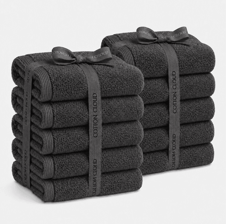 Cotton Cloud Hotel Towel, Charcoal Gray, 40-count, 10 Towels