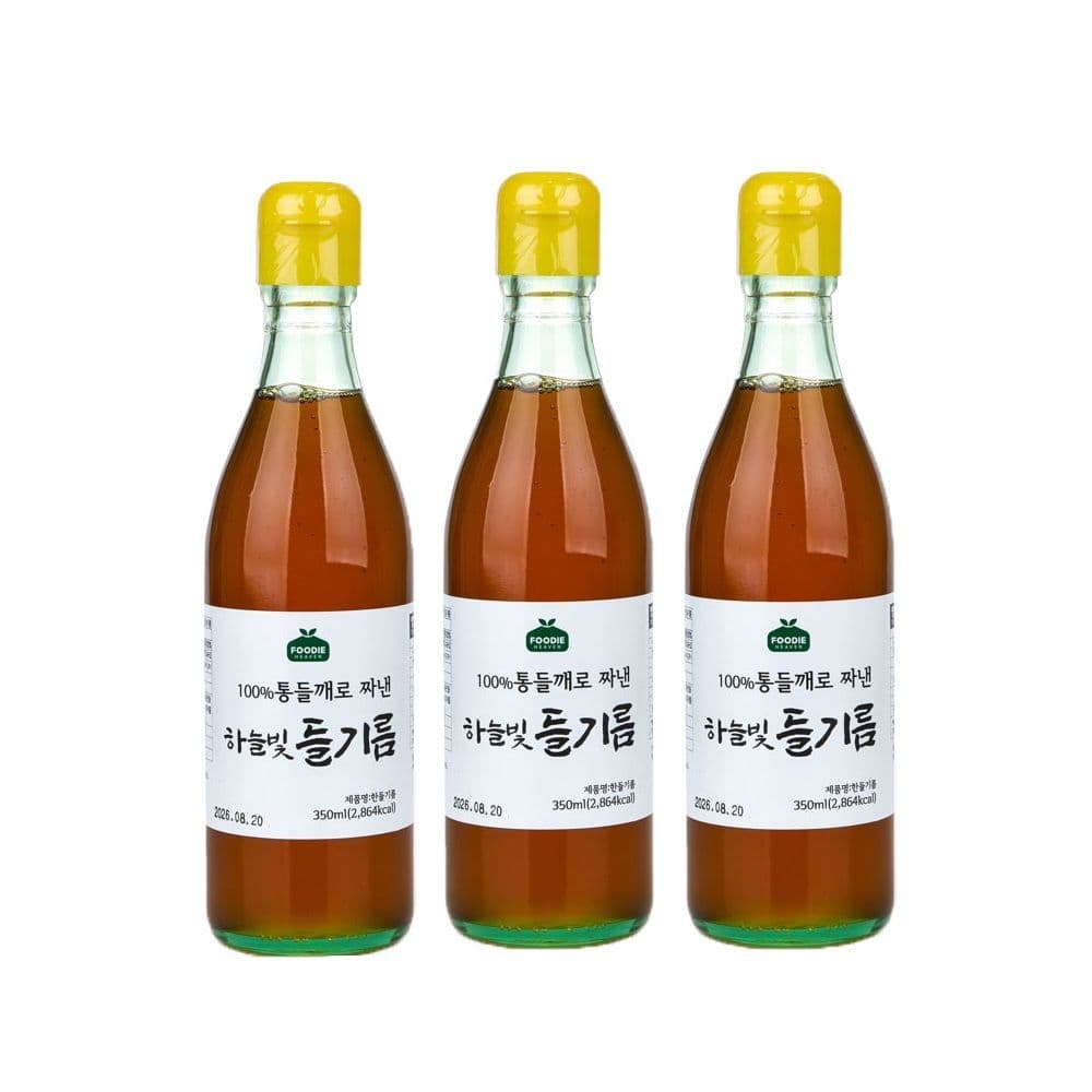 푸디헤븐 하늘빛 들기름 350ml 3병