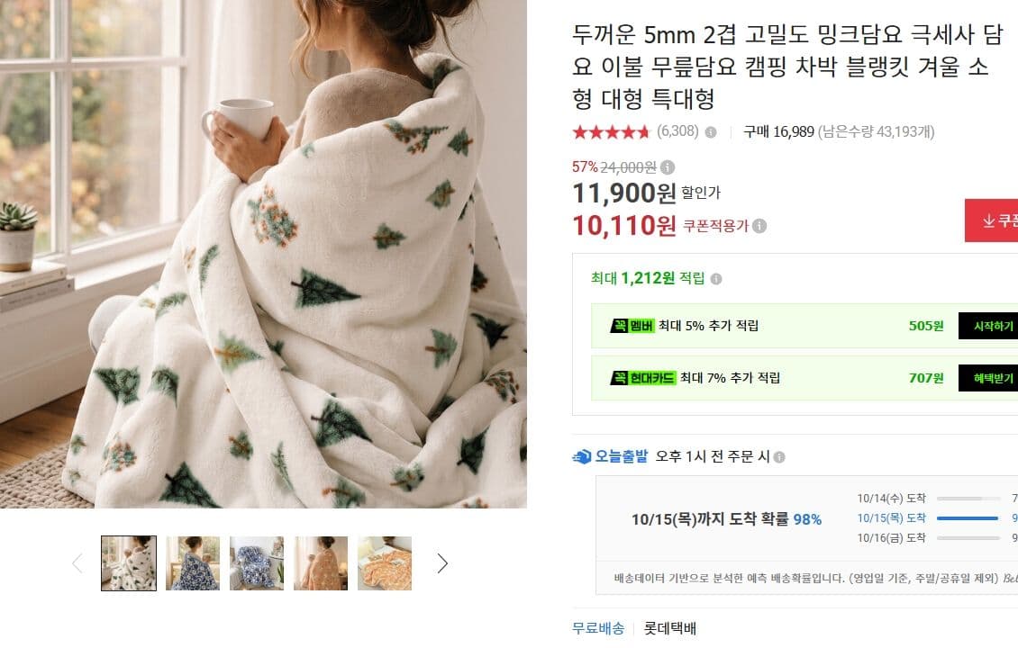 고밀도 밍크담요 5mm 2겹