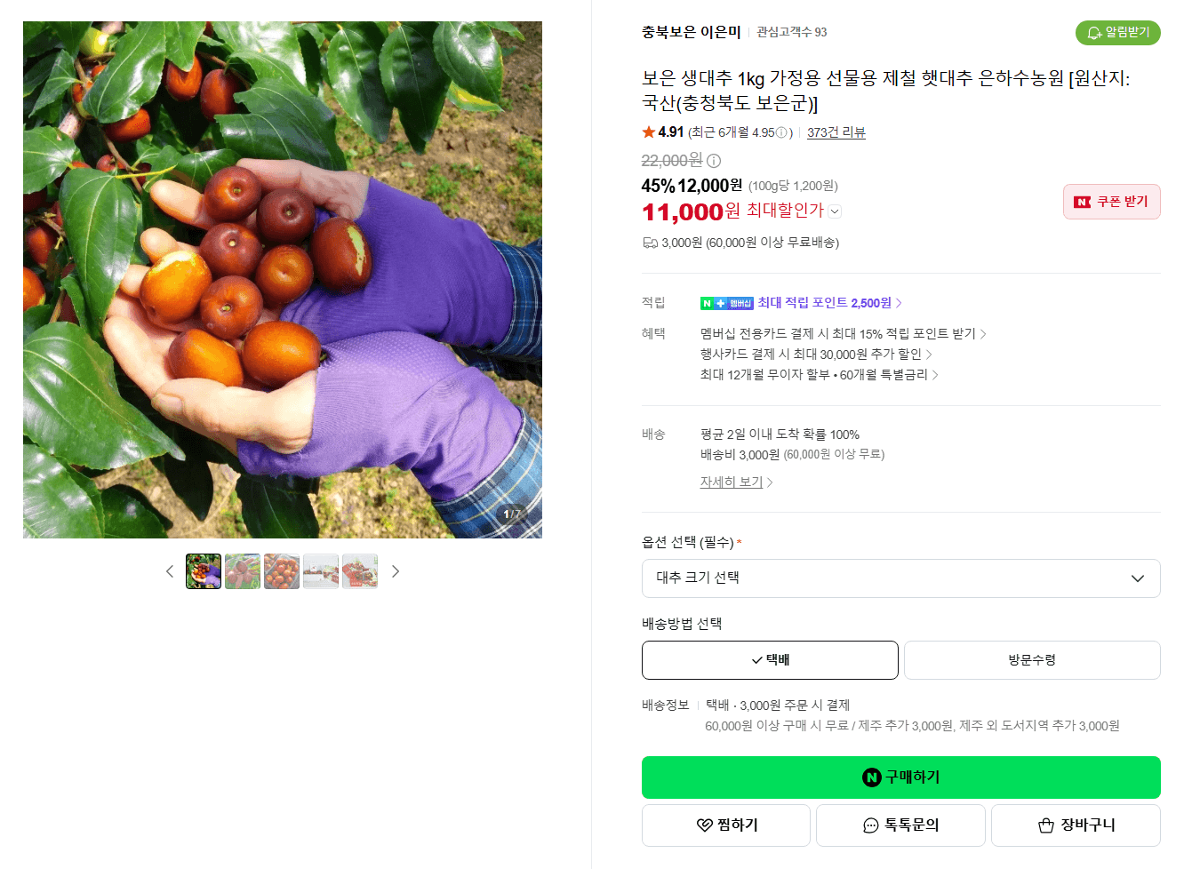 보은 생대추 1kg