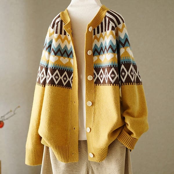 Nordic Pattern Knit Cardigan