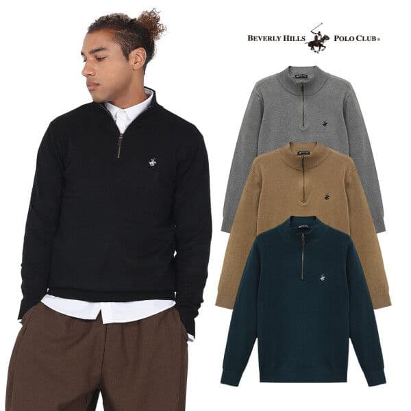 Beverly Hills Polo Club Men's Basic Half-Zip Knit