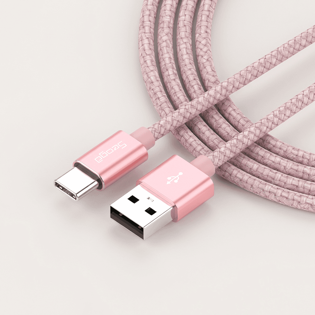 Seoga Metal Fast-Charging USB-C Cable, Pink