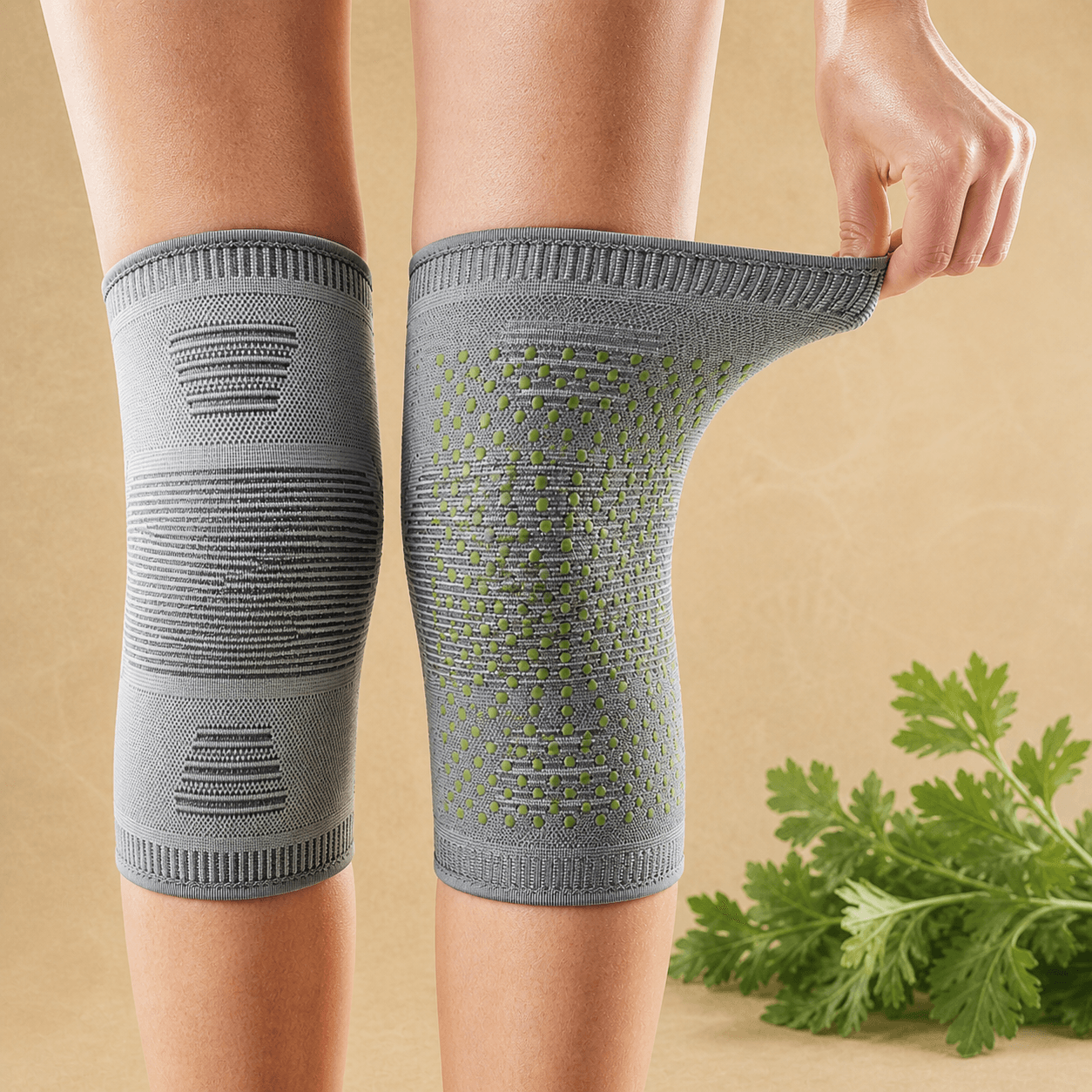 Mugwort Herbal Knee Brace L Warm Gray