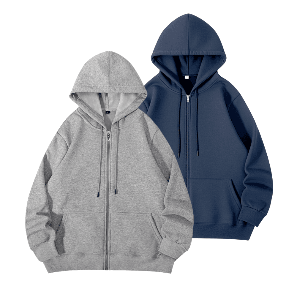 Aenrain Plain Hooded Zip-Up Jacket L