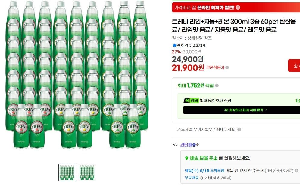 트레비 탄산수 300ml 60PET