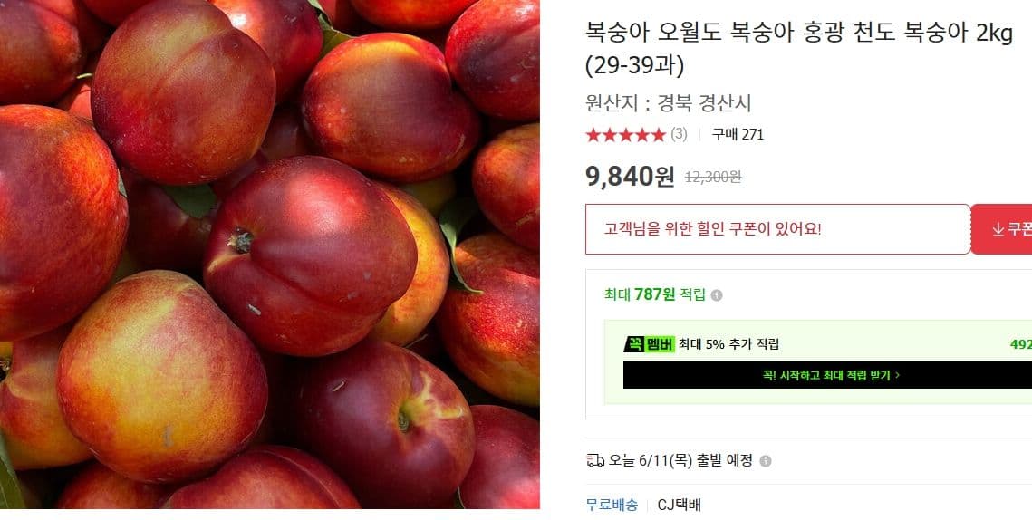 천도 복숭아 2kg