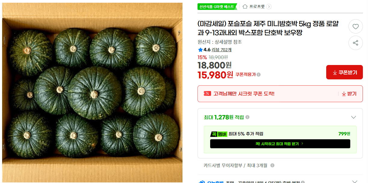 제주 미니밤호박 5kg