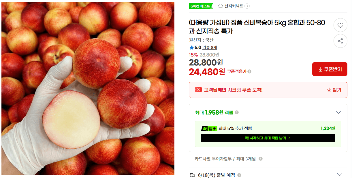 신비복숭아 5kg