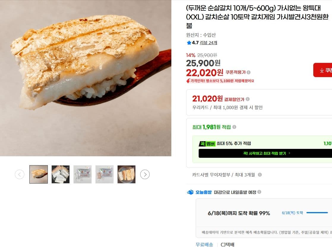 왕특대 갈치순살 10토막