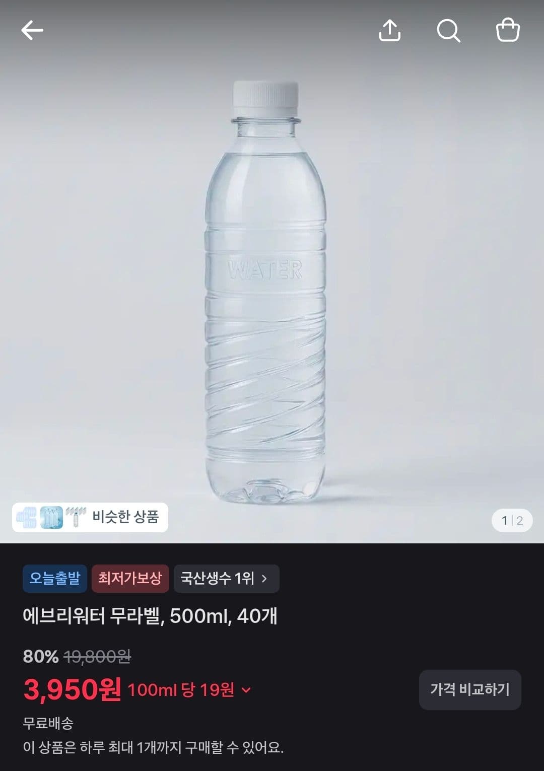 에브리워터 무라벨 40개